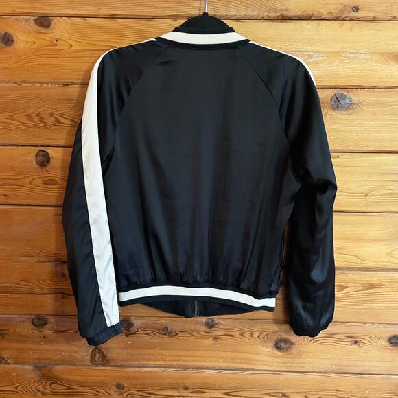 Hollister Navy Embroidered Bomber Jacket Medium - Picture 2 of 7